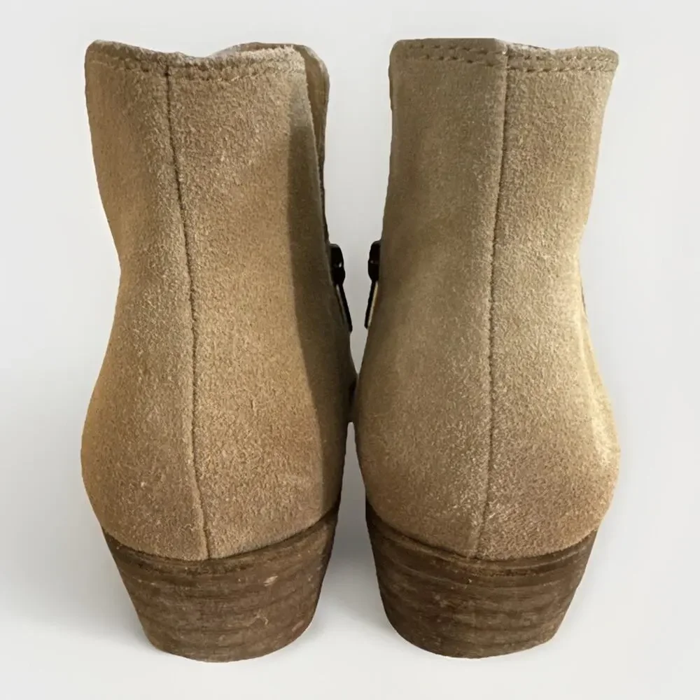 Splendid Hamptyn Suede Ankle Boots - Womens Size 8.5 - Leather Side Zip Neutral